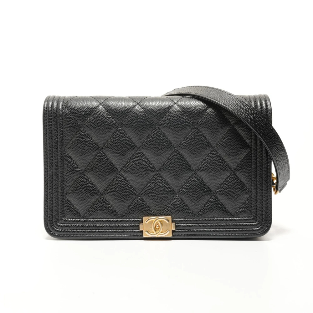 Chanel Boy Chain Wallet Shoulder Bag, Black